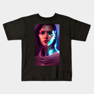 Cyberpunk Girl Close Up Kids T-Shirt